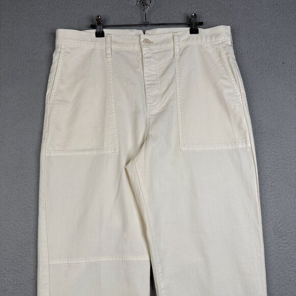 J Crew Pants Women Size 32 White Garment-dyed Cargo Chino Twill High Rise Linen - Picture 2 of 13